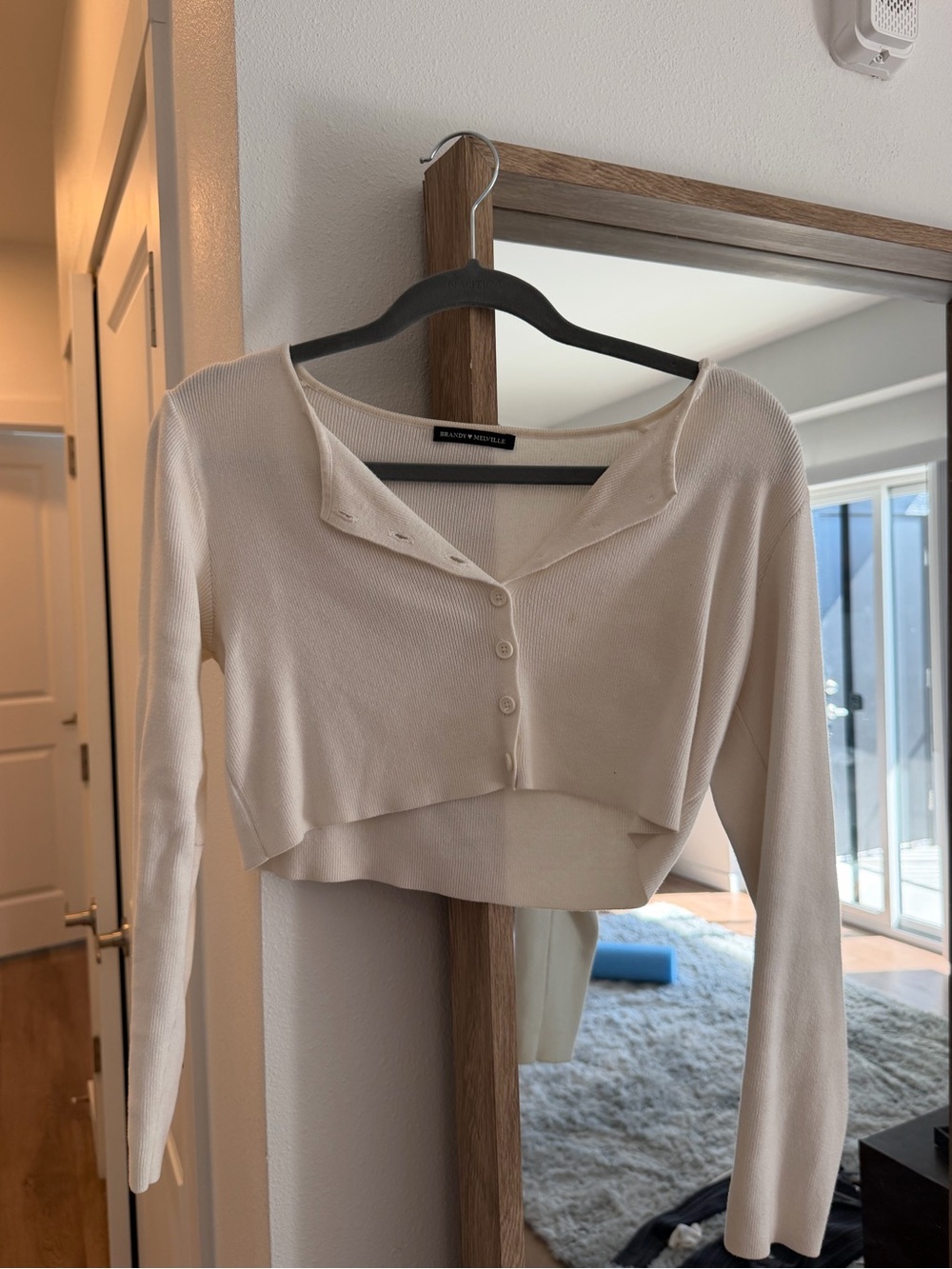 Brandy Melville Cream Cropped Button Cardigan